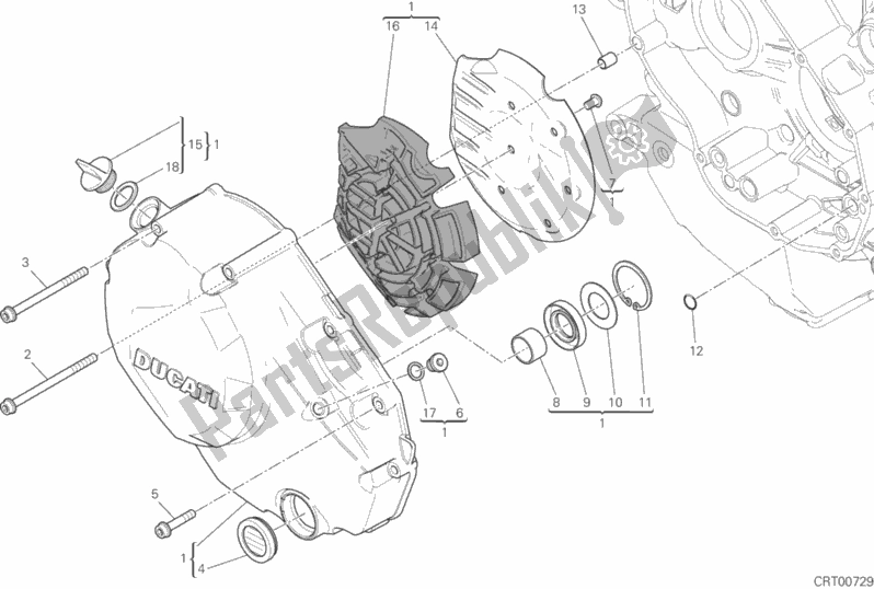 All parts for the Clutch Cover of the Ducati Multistrada 1200 Enduro Touring Brasil 2019
